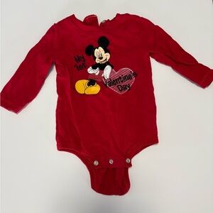 Disney baby red onesie Mickey my 1st Valentine’s Day cotton 9M